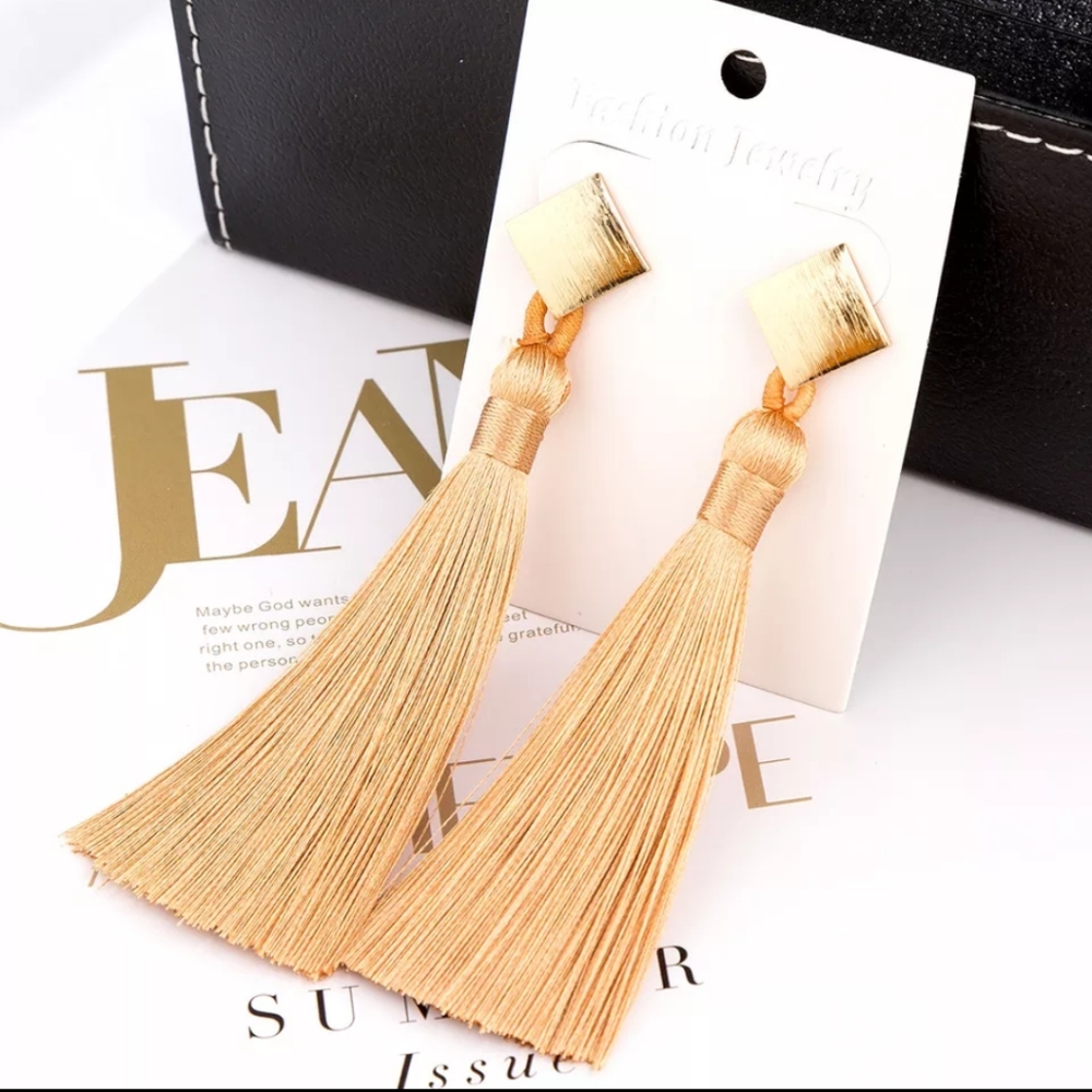 Tan Tassel Earings